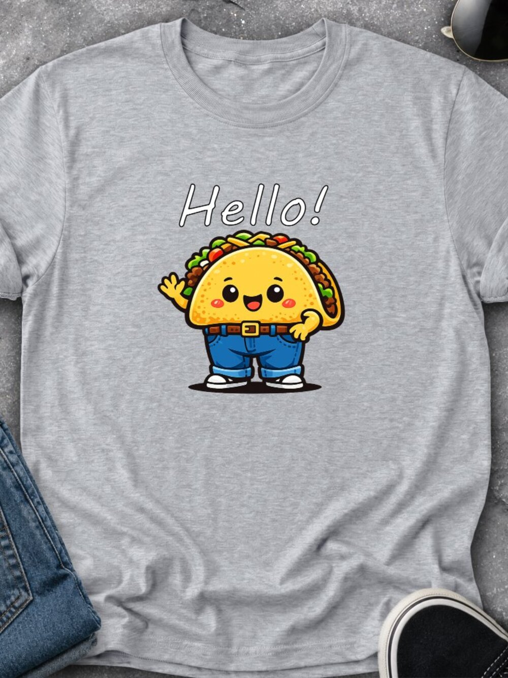 Taco Tshirt Graphic Tee Adult Unisex Funny Cartoon Talking Food Humor Cute